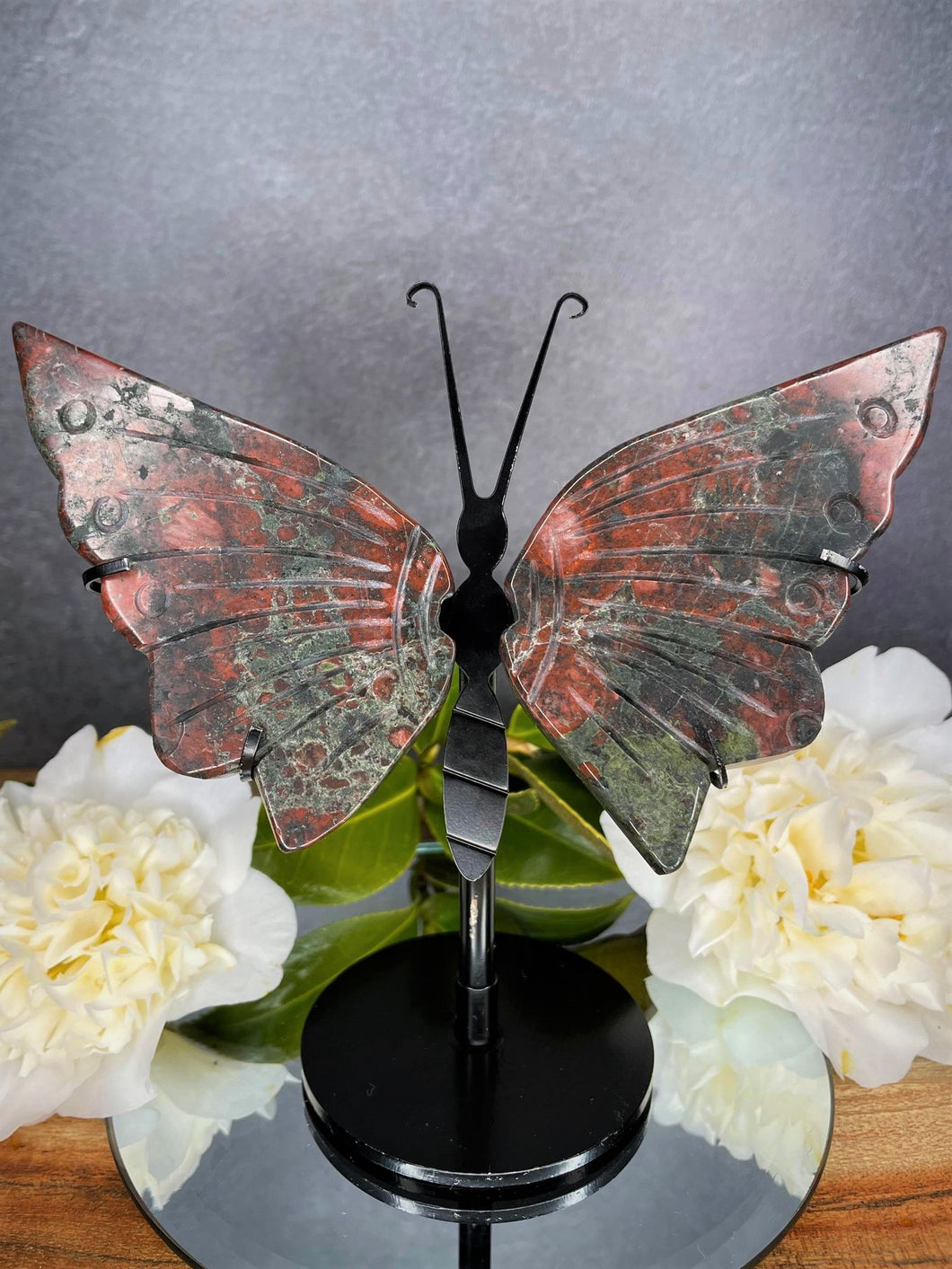 Breathtaking Plum Blossom Jasper Crystal Butterfly Wings