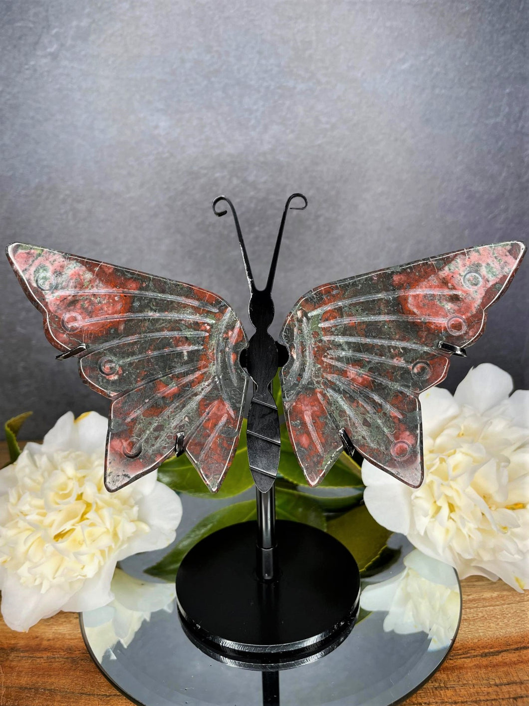 Stunning Plum Blossom Jasper Crystal Butterfly Wings
