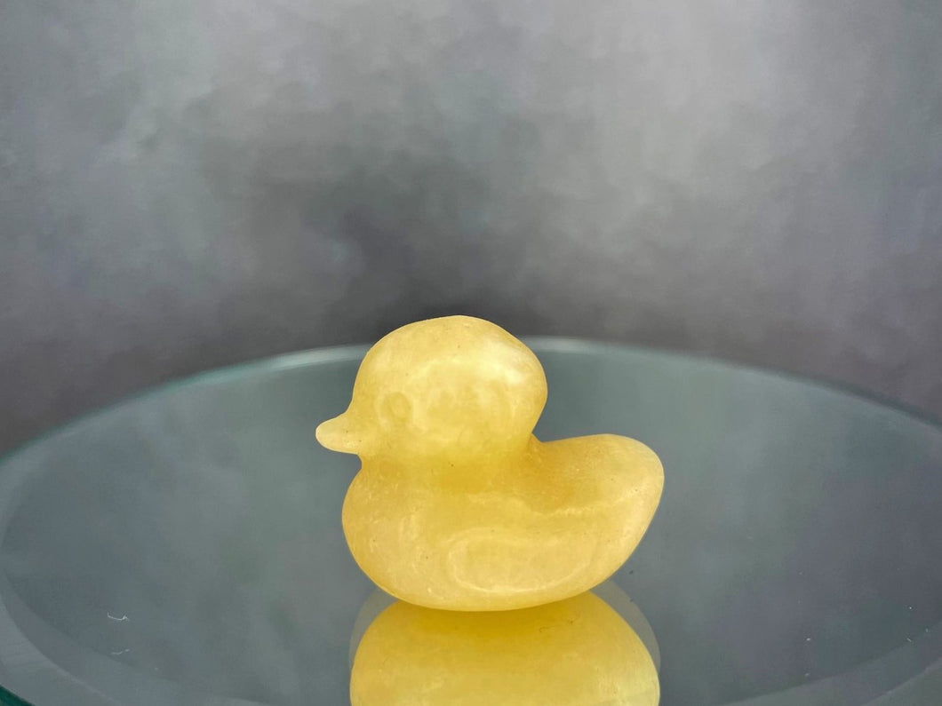 Cute Yellow Calcite Duck Crystal Carving