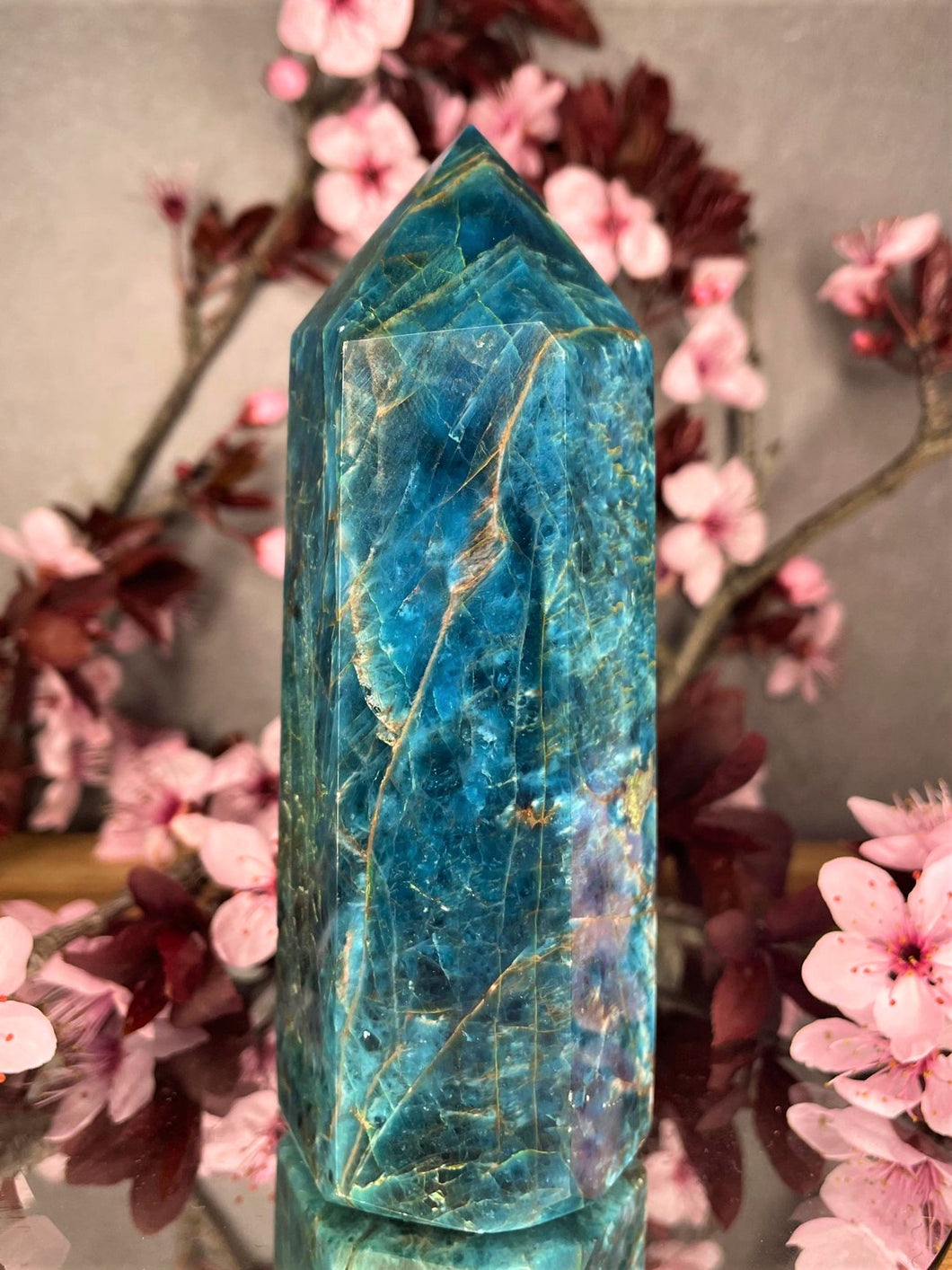 Stunning Blue Apatite Crystal Tower Point