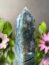 Load image into Gallery viewer, Chakra Healing Blue Moss Agate Crystal Tower

