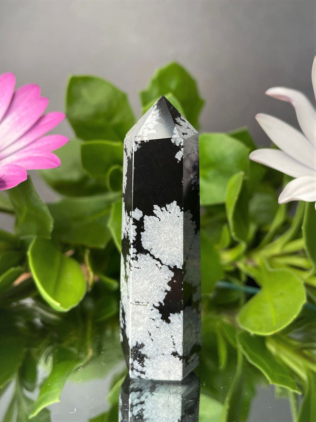 Natural Snowflake Obsidian Crystal Tower Chakra Healing