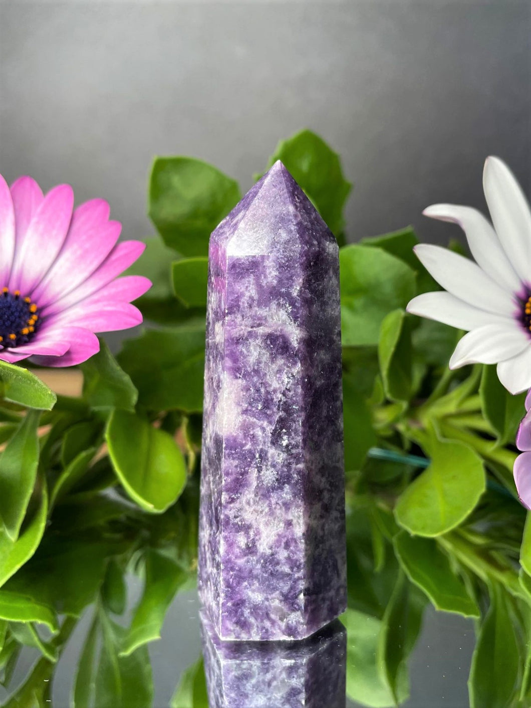 Purple Lepidolite Crystal Stone Tower Healing Décor