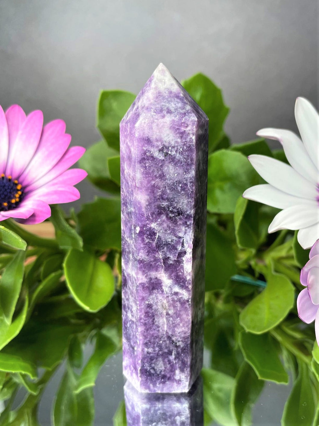Purple Lepidolite Crystal Stone Tower Chakra Healing