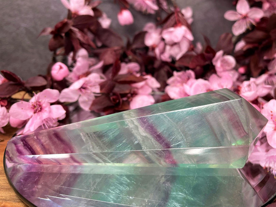 Natural Candy Fluorite Crystal Point Stone Wand