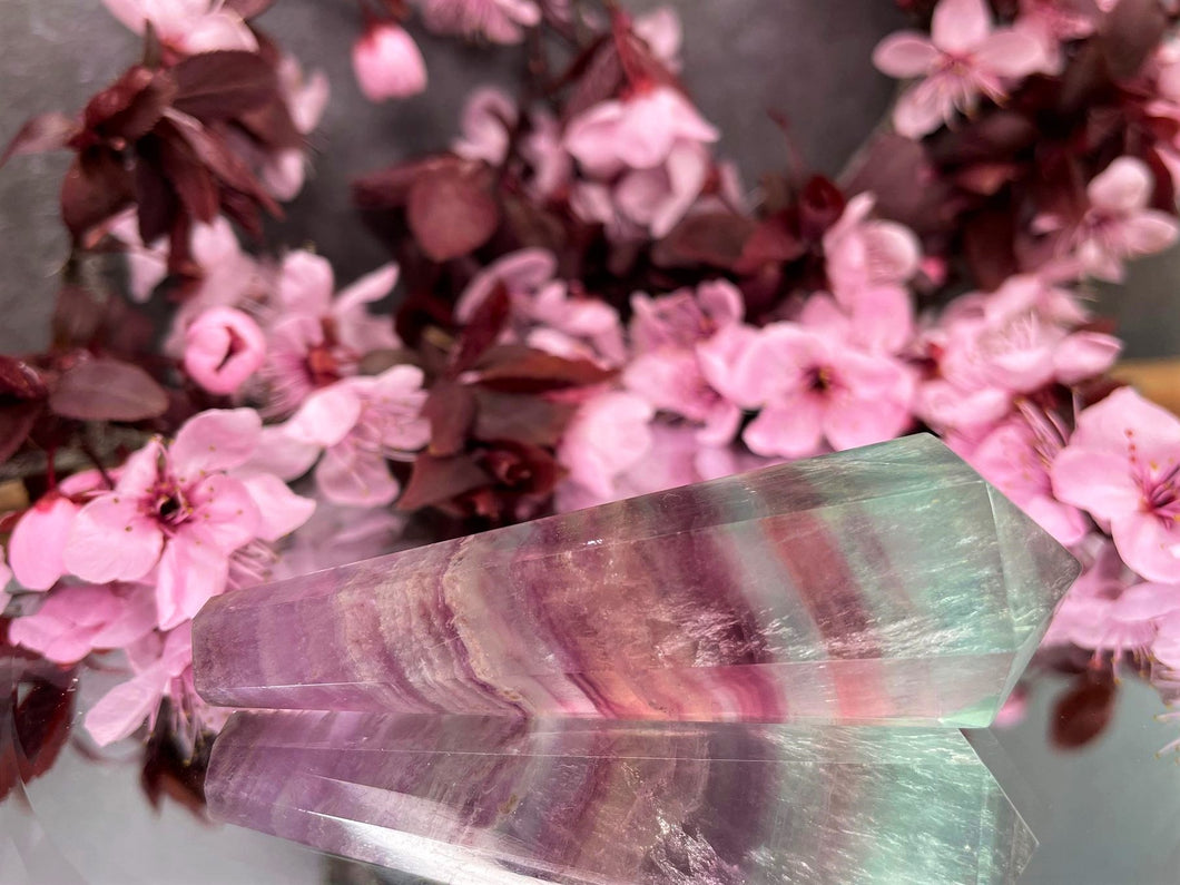 Natural Colorful Candy Fluorite Crystal Point Wand