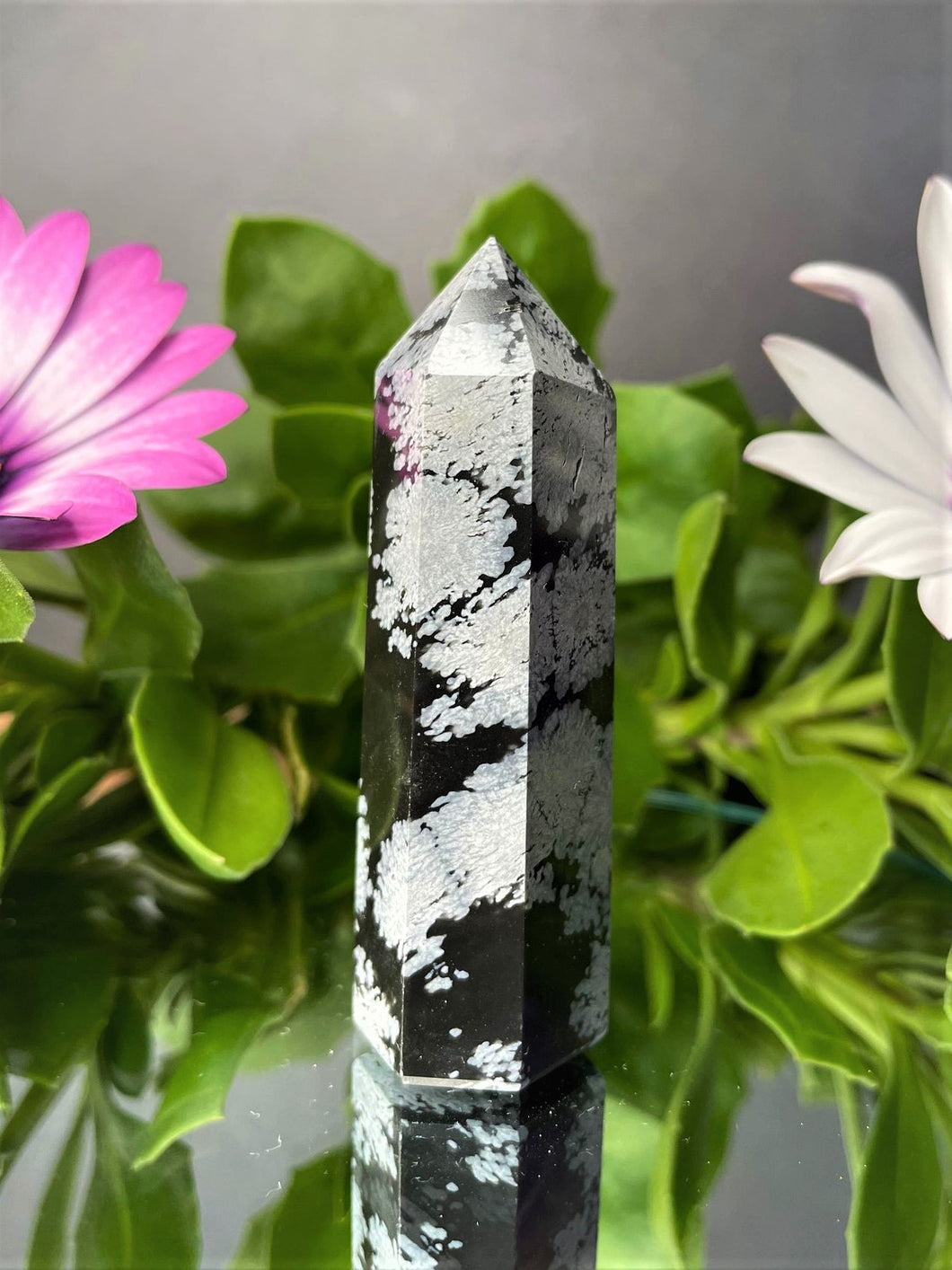 Natural Snowflake Obsidian Crystal Tower Point