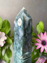 Load image into Gallery viewer, Chakra Healing Blue Moss Agate Crystal Tower
