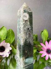 Load image into Gallery viewer, Abundance Moss Agate Crystal Tower Point
