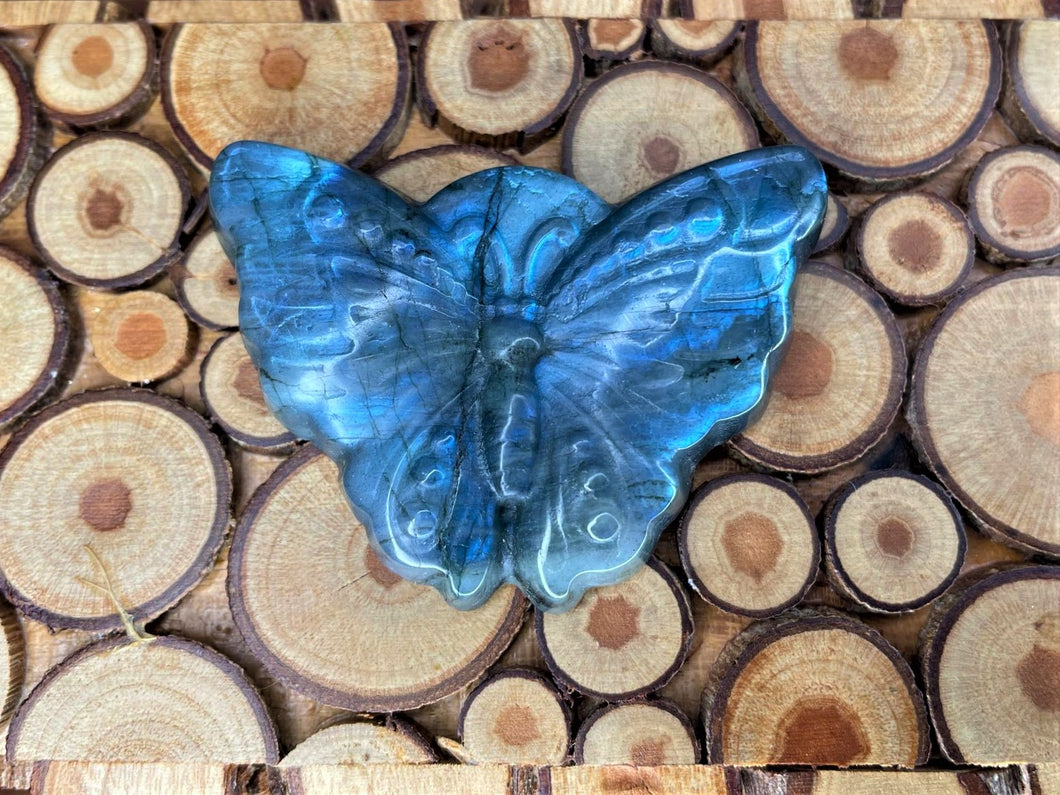 Labradorite Butterfly Carving With Blue Flash