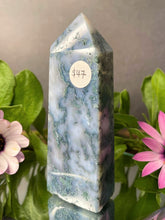 Load image into Gallery viewer, Emotional Balance Blue Moss Agate Crystal Tower Point
