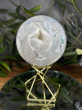 Load image into Gallery viewer, Moss Agate With Quartz Geode Druzy Crystal Sphere
