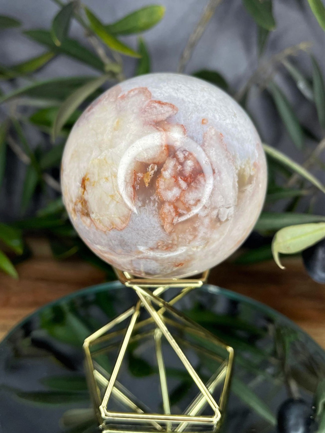 Flower Agate Crystal Sphere Chakra Healing