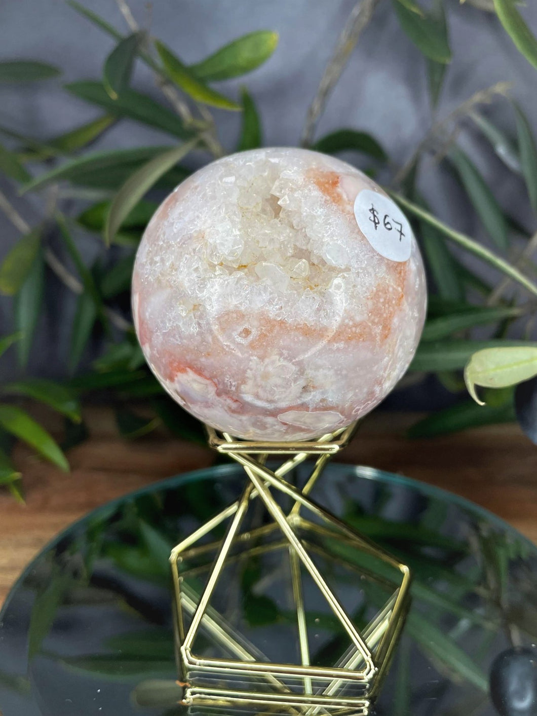 Beautiful Flower Agate Crystal Sphere Chakra Healing