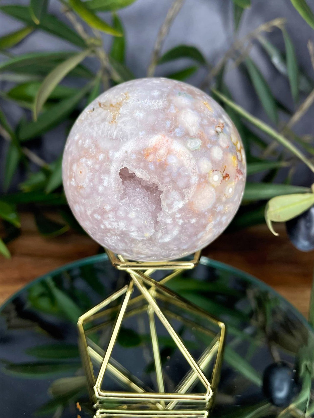 Stunning Pink Amethyst Flower Agate Crystal Sphere