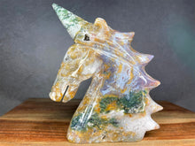 Load image into Gallery viewer, Stunning Colorful Moss Agate Crystal Unicorn Carving
