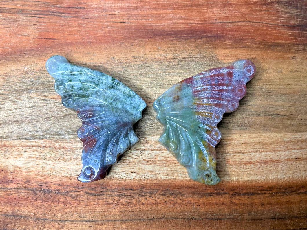 Colorful Ocean Jasper Crystal Butterfly Wings Carving