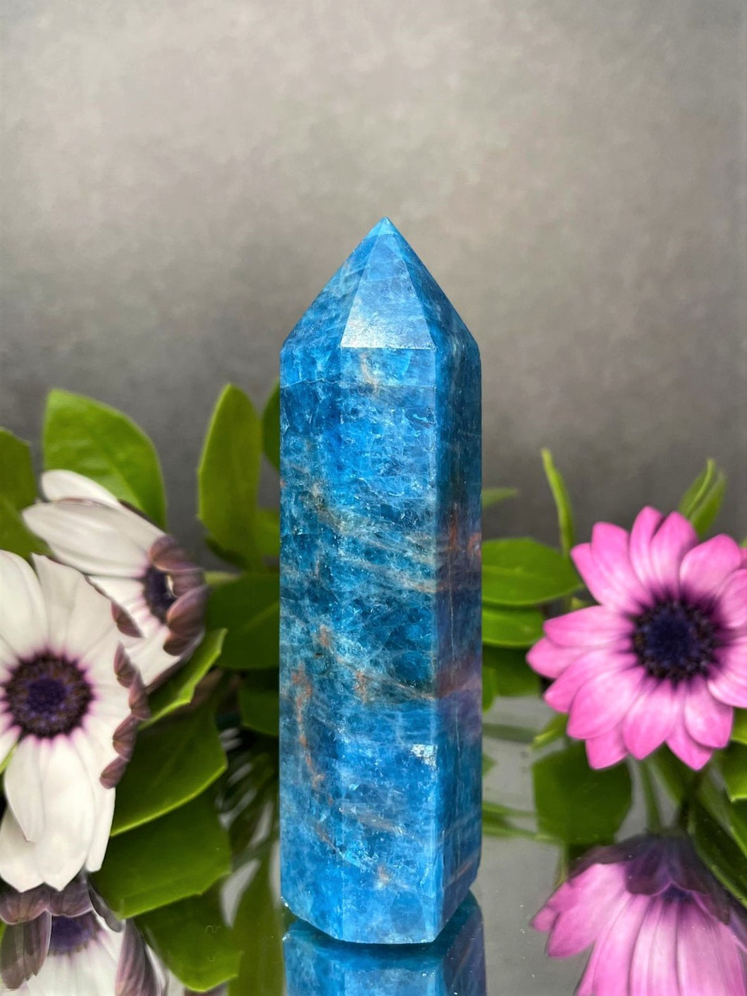 Blue Apatite Crystal Tower Point