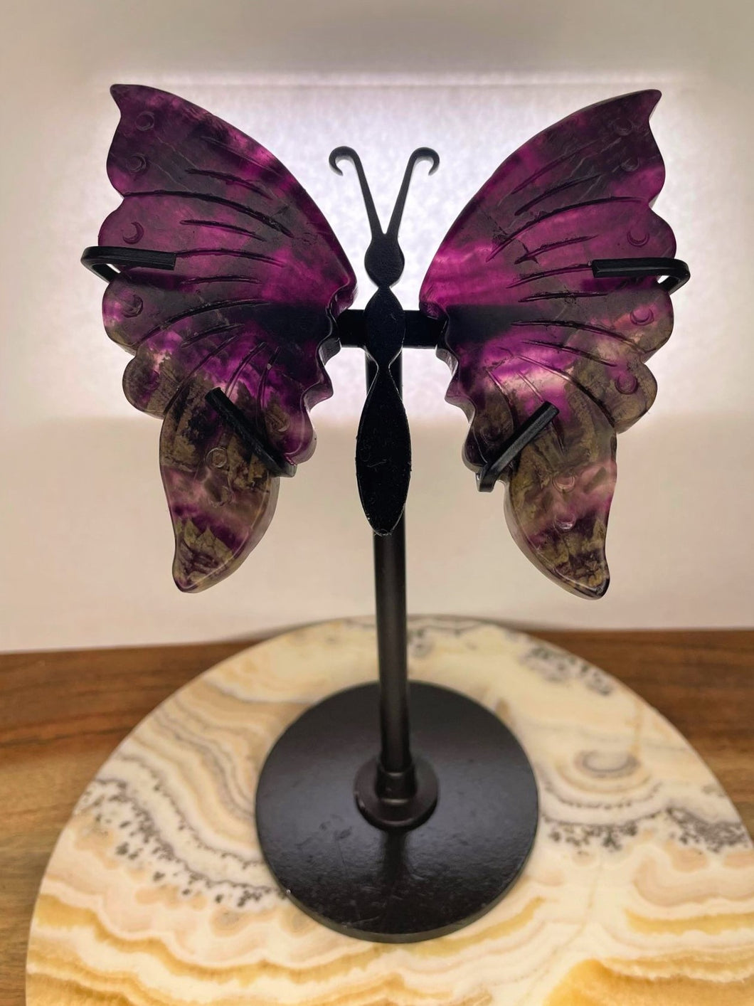 Mini Purple Fluorite Crystal Butterfly Wings