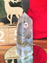 Load image into Gallery viewer, Discounted Blue Moss Agate Quartz Crystal Tower Point
