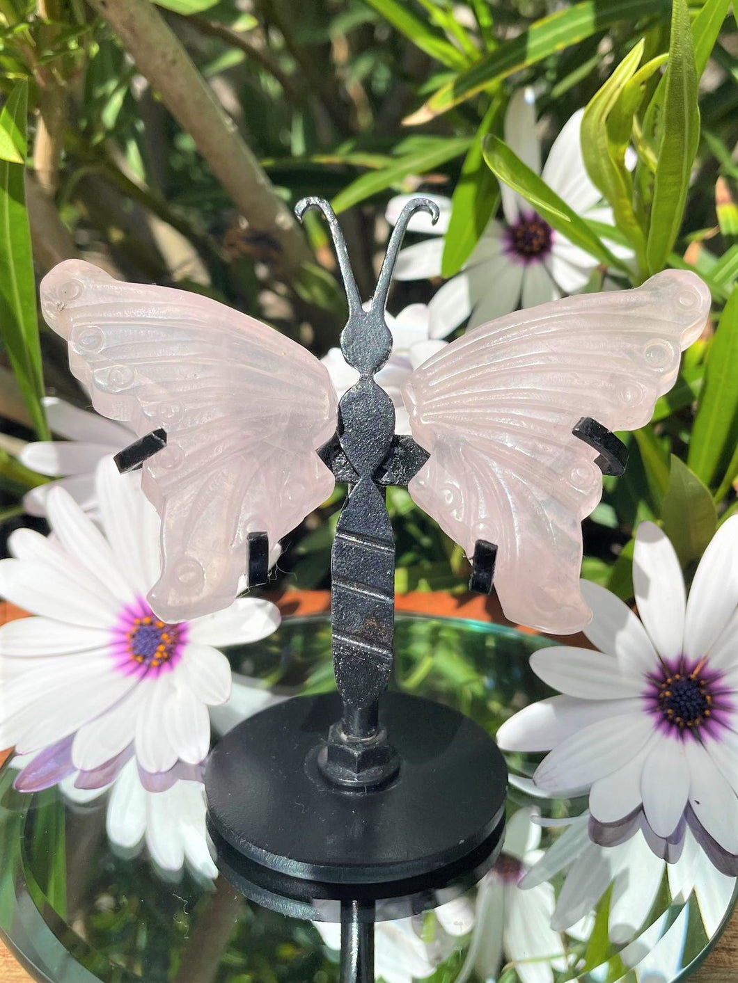Chakra Healing Mini Rose Quartz Crystal Butterfly Wings