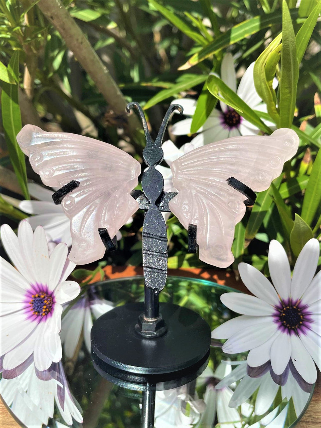 Mini Rose Quartz Crystal Butterfly Wings