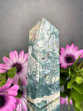 Load image into Gallery viewer, Natural Moss Agate Crystal Tower Point
