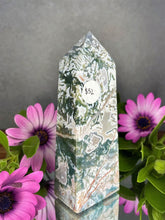 Load image into Gallery viewer, Natural Pink Moss Agate Crystal Tower Point
