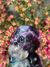 Load image into Gallery viewer, Colorful Fluorite Crystal Skull Carving
