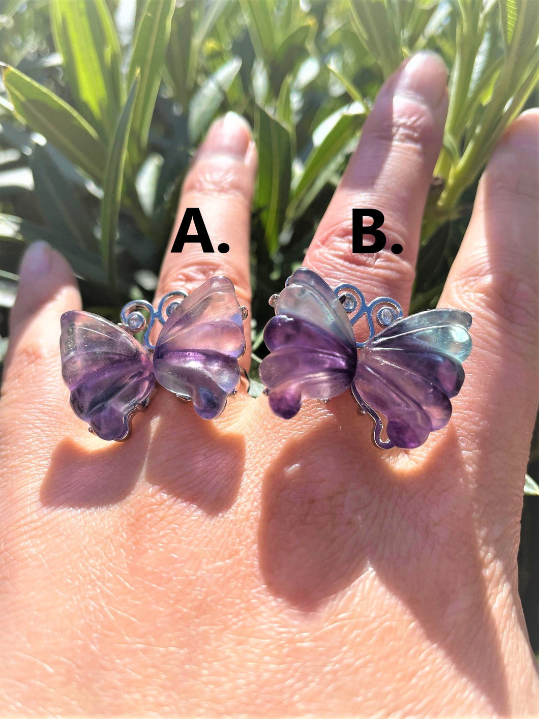 Rainbow Fluorite Crystal Ring With Adjustable Metal Alloy Band