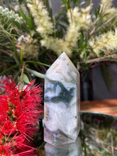 Load image into Gallery viewer, Grounding Moss Agate Crystal Tower Point
