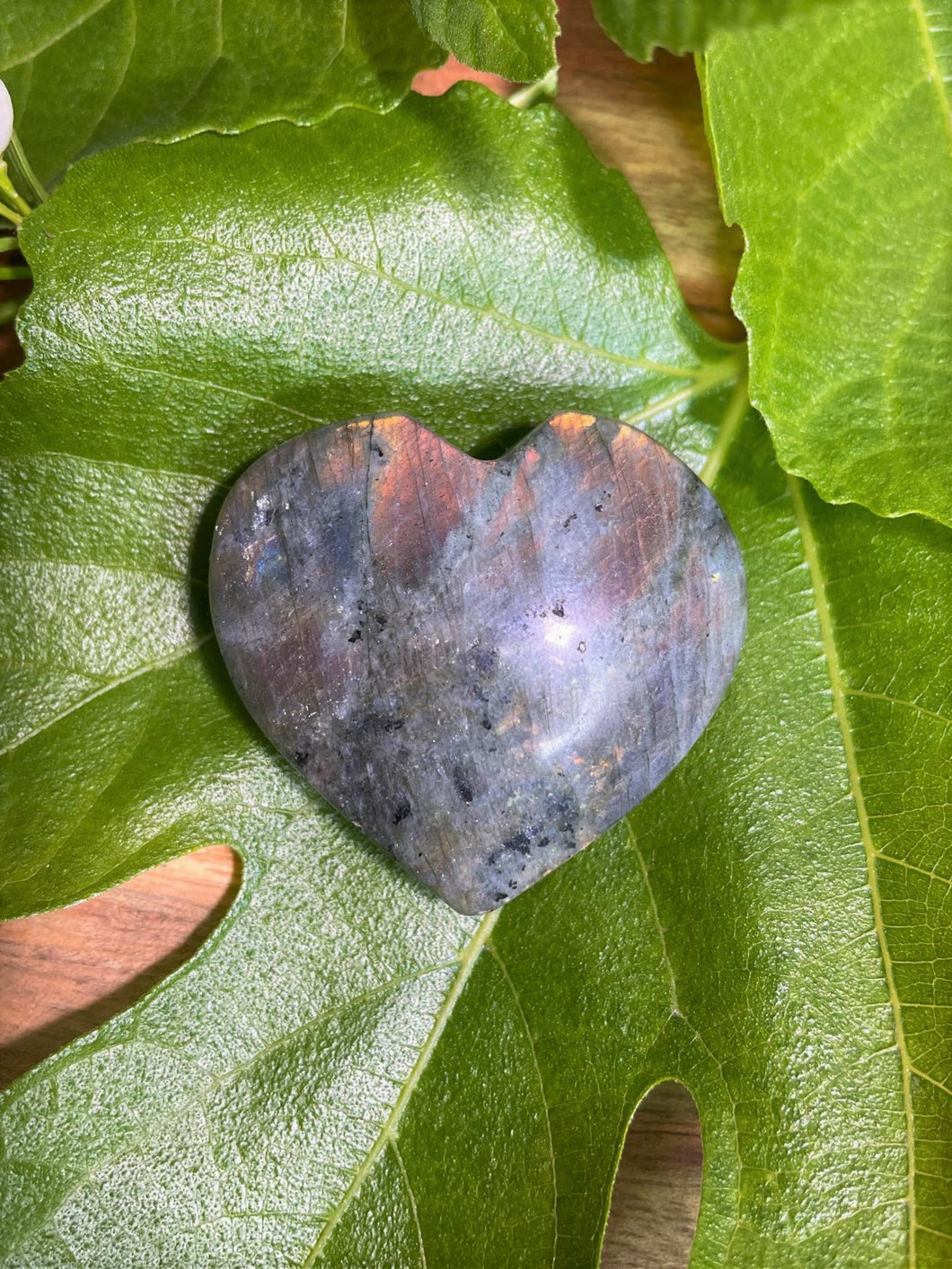 Stunning Labradorite Crystal Love Heart Carving
