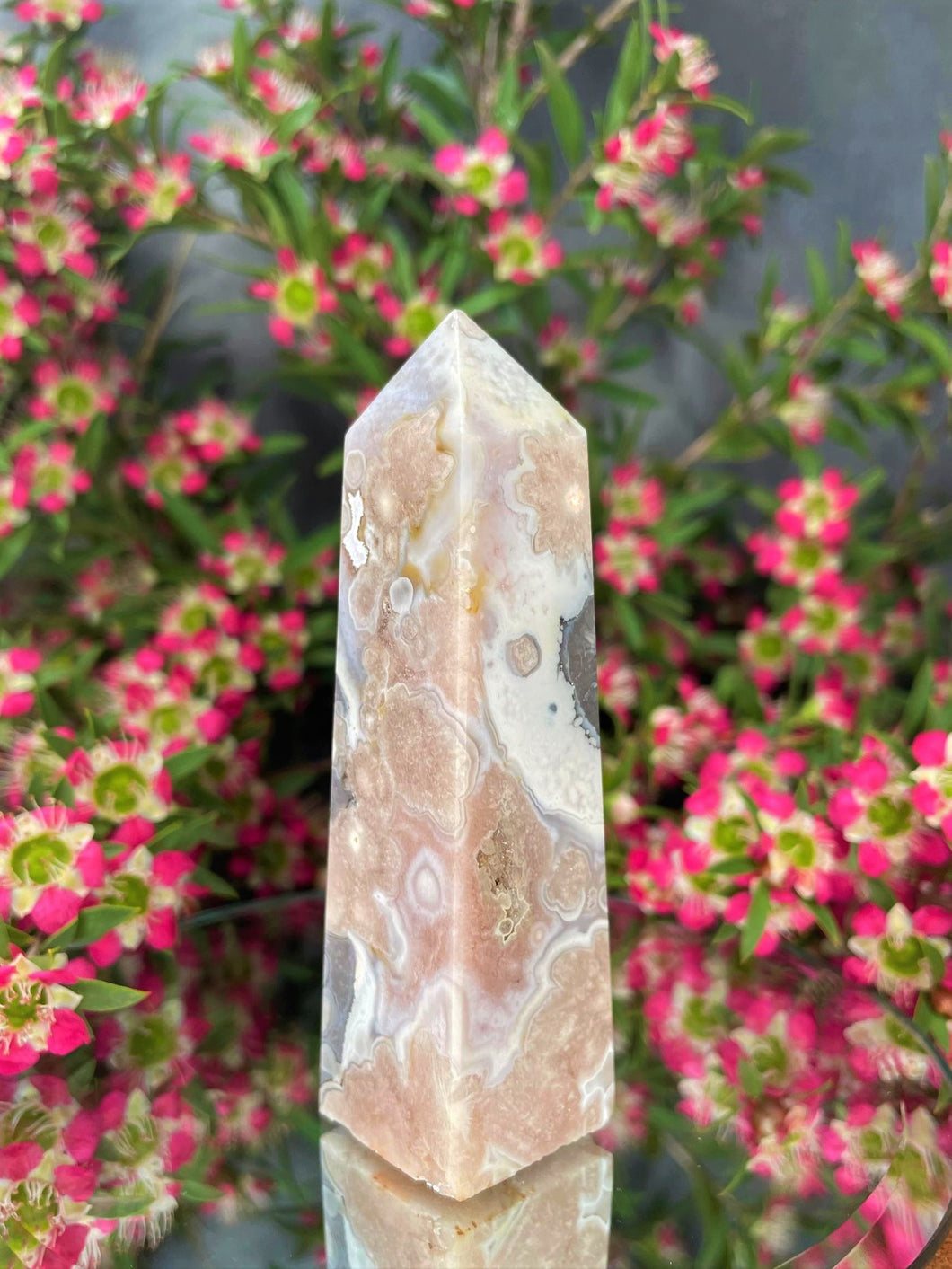 High Quality Green Quartz Flower Agate Crystal Tower