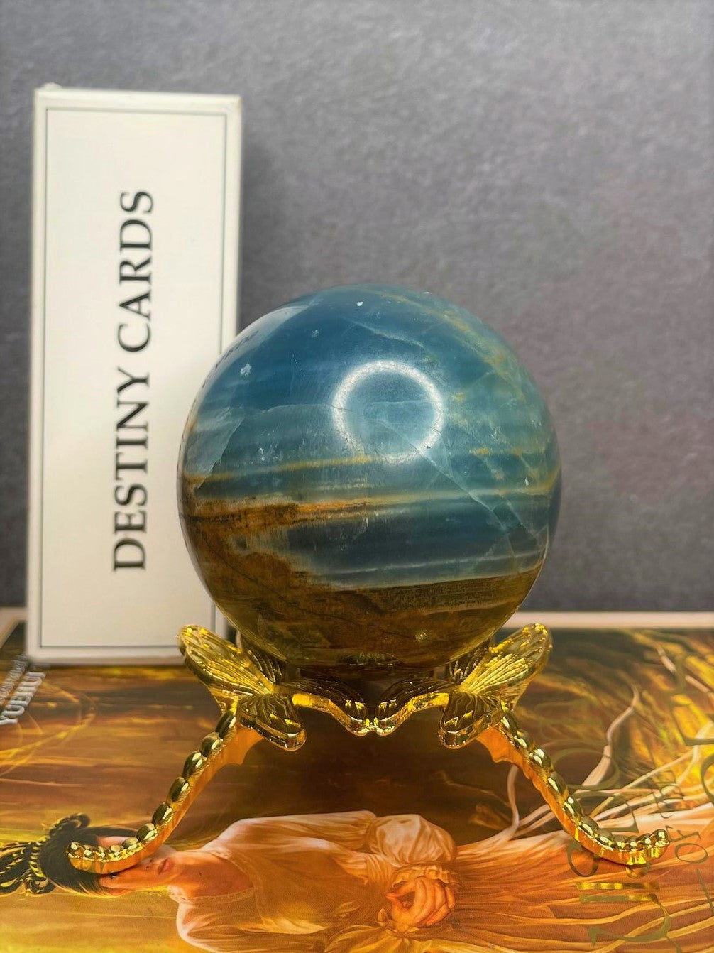 Blue Onyx Crystal Sphere Healing Stone