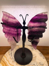 Load image into Gallery viewer, Mini Purple Fluorite Crystal Butterfly Wings Home Décor
