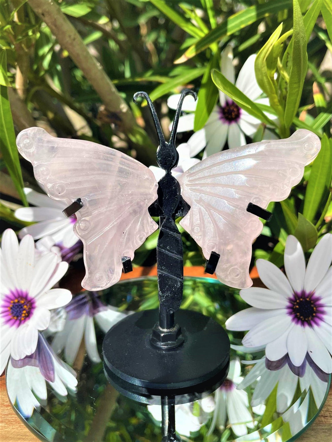 Heart Chakra Mini Rose Quartz Crystal Butterfly Wings