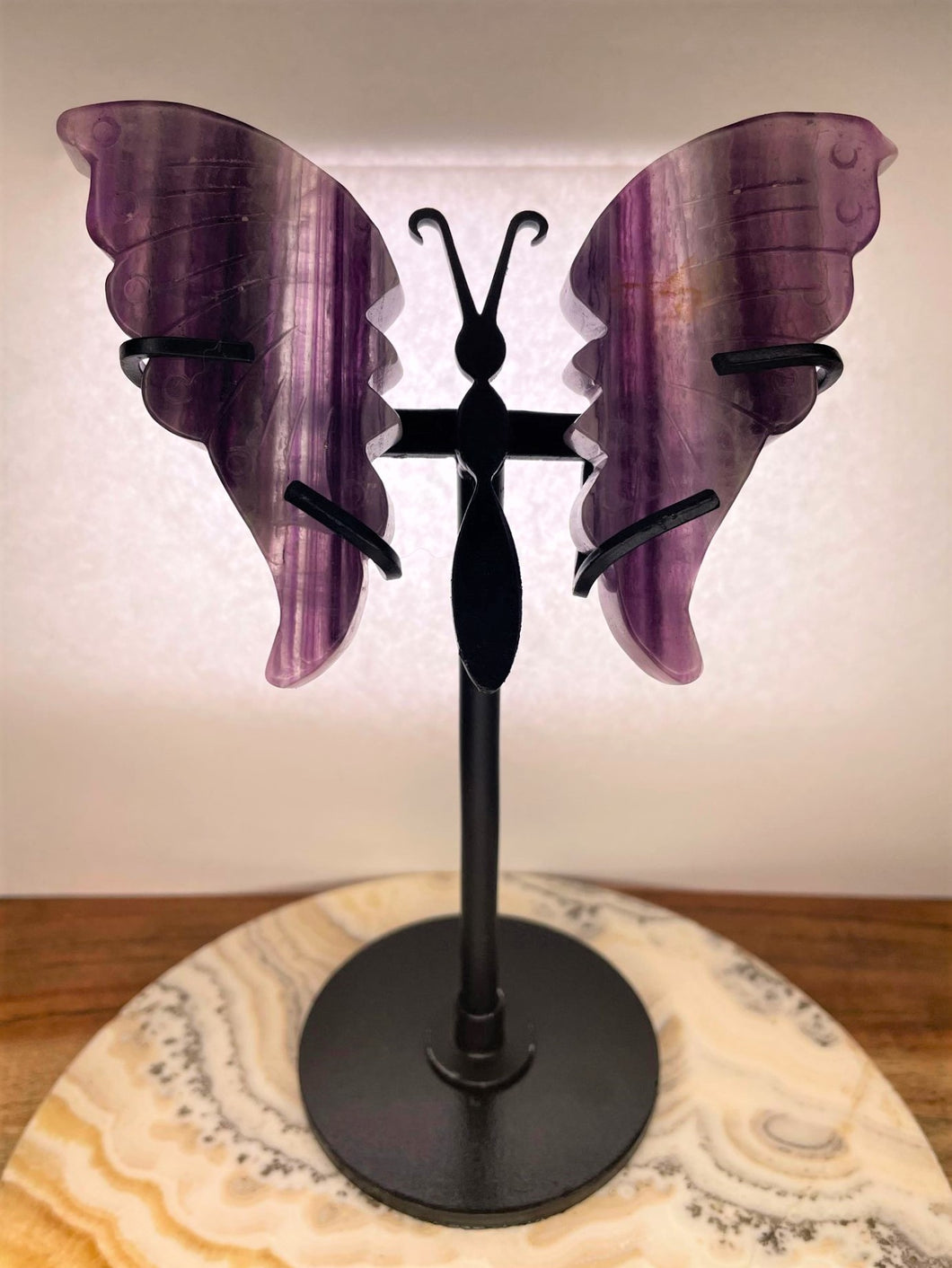 Soothing Mini Purple Fluorite Crystal Butterfly Wings