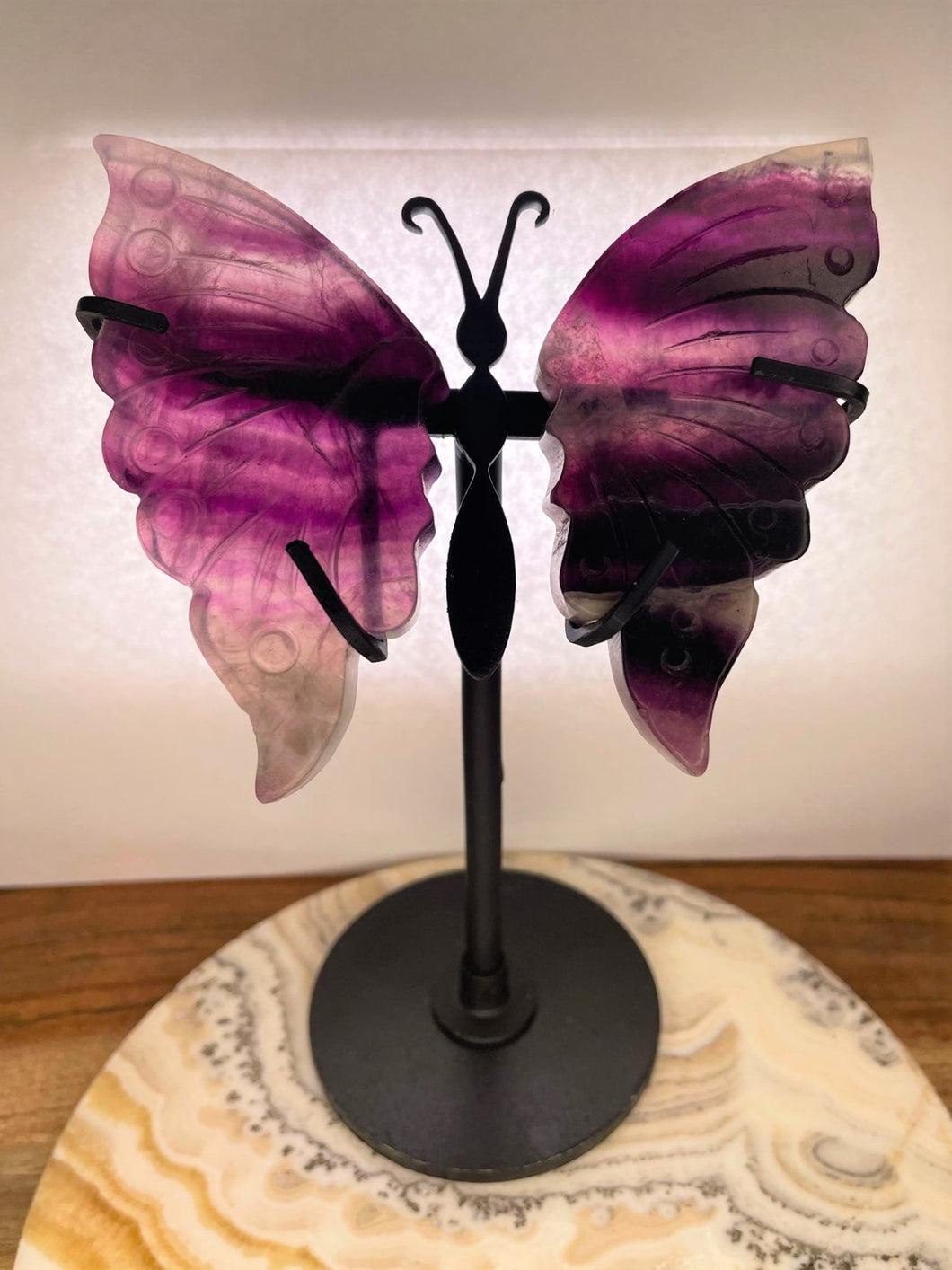 Mini Purple Fluorite Crystal Butterfly Wings Home Décor