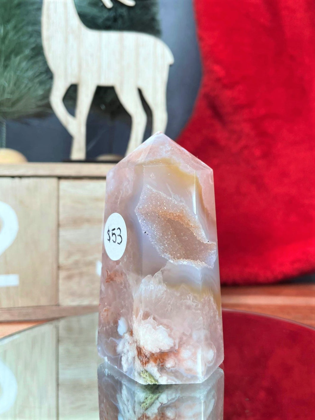 Soothing Flower Agate Crystal Tower Point
