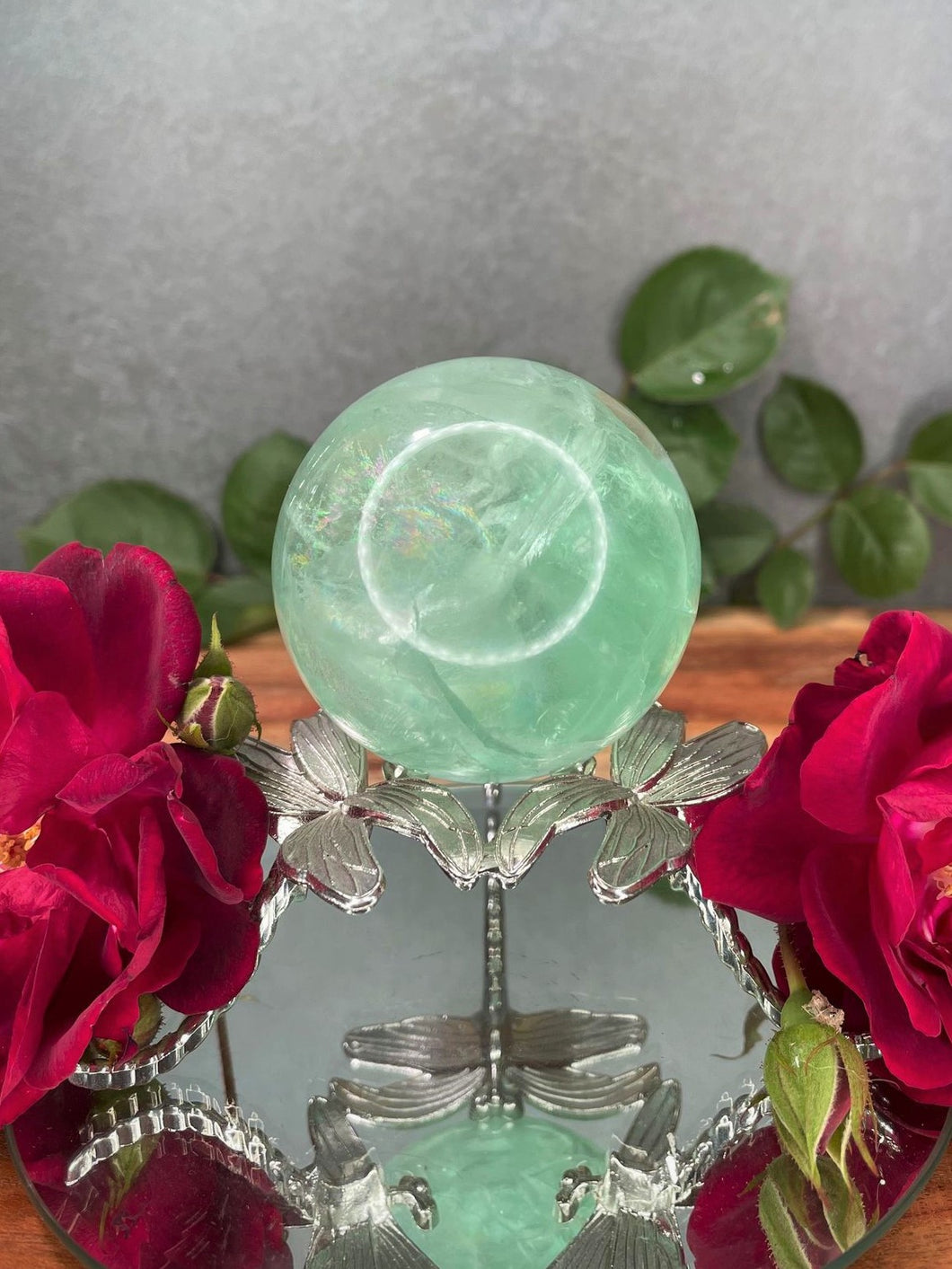 Stunning Green Fluorite Crystal Sphere Ball