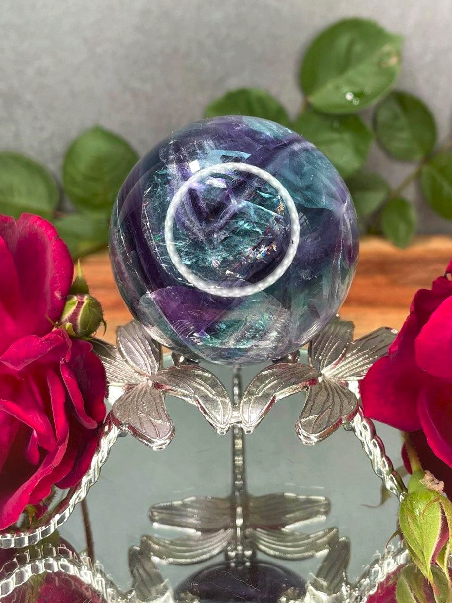 Stunning Colorful Fluorite Crystal Sphere
