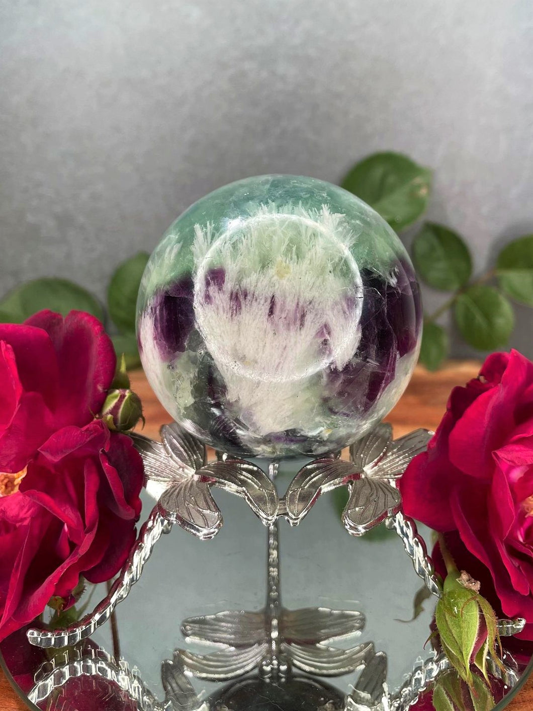 Stunning Snowflake Fluorite Crystal Sphere
