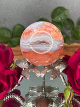 Load image into Gallery viewer, High Quality Pink Agate Crystal Sphere With Druzy
