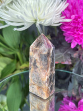 Load image into Gallery viewer, Abundance Black Moonstone Sunstone Flash Crystal Tower Point
