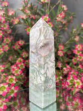 Load image into Gallery viewer, Calming Pink Moss Agate Crystal Tower
