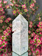 Load image into Gallery viewer, Relax Unwind Pink Moss Agate Crystal Tower
