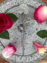 Load image into Gallery viewer, Clear Quartz Rose Crystal Carving With Silver Stem
