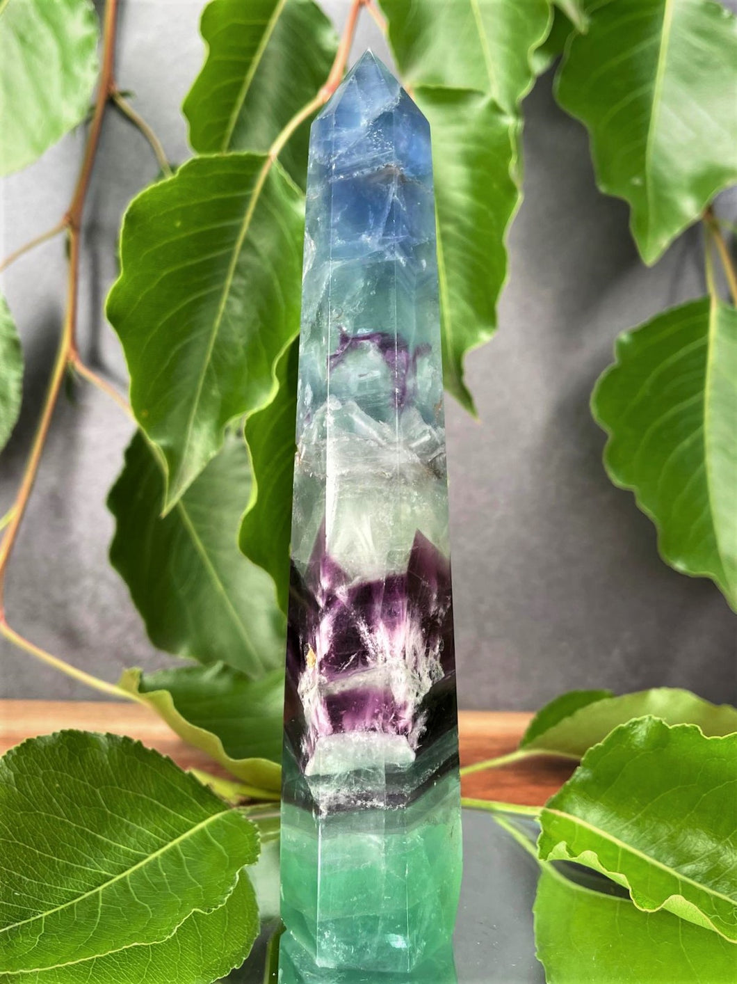 Natural Snowflake Fluorite Crystal Tower