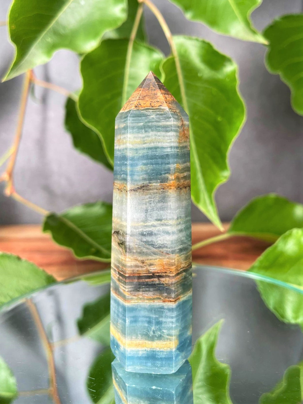 Beautiful Blue Onyx Crystal Tower Point