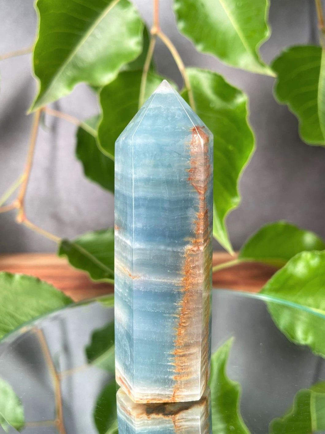 Stunning Blue Onyx Crystal Tower Point